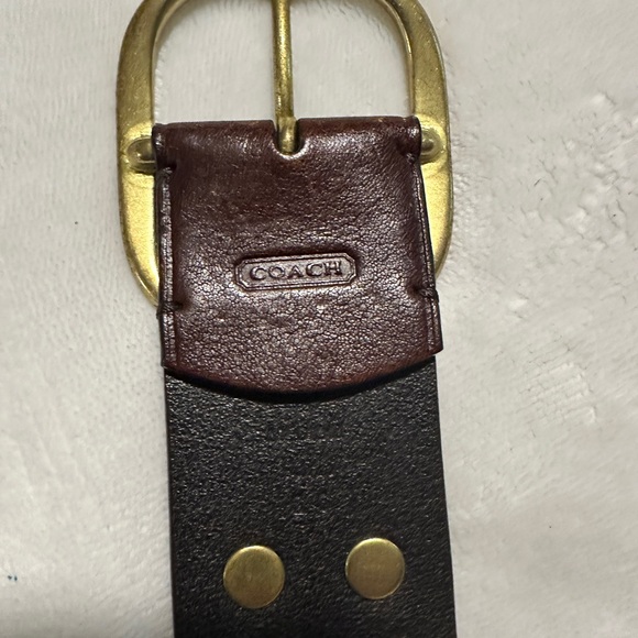 Coach Dark Brown Leather Belt with Gold Details - Picture 5 of 5